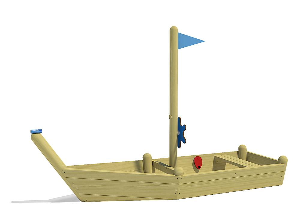 Das Spielgeräte Beiboot von eibe ist die perfekte Ergänzung für einen Themenspielplatz mit Spielschiff.