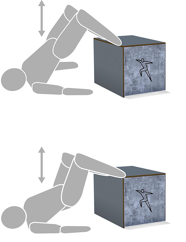 Calisthenics-Geräte – Illustration der Übung „Hüftheben“ mit der kleinen Sprungkiste von eibe.